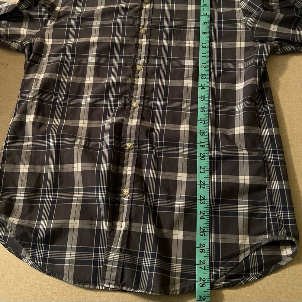 J Crew Mens Medium Long Sleeve Oxford Gray Plaid Shirt.